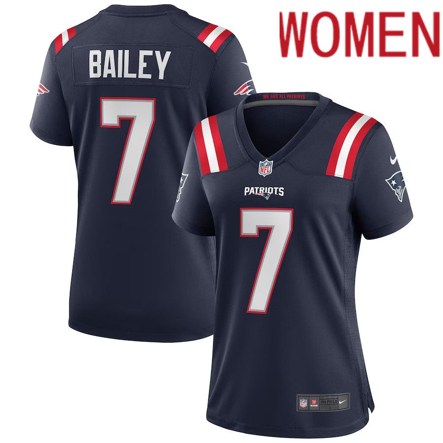 Women New England Patriots 7 Jake Bailey Nike Navy Game NFL Jersey